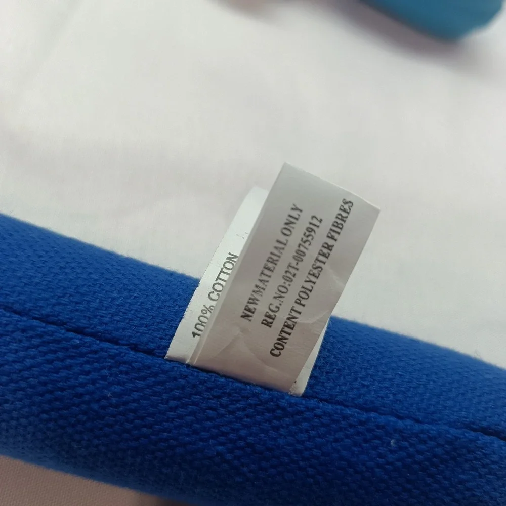 Set of 7 Ombre Blue Padded Cotton Canvas Clothes Hangers Antique Brass Hook